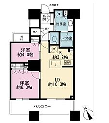 ザ・パークハウス西新宿タワー60 2LDKの間取図画像