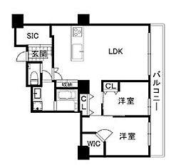 西戸山タワーホウムズサウスタワー 2LDKの間取図画像