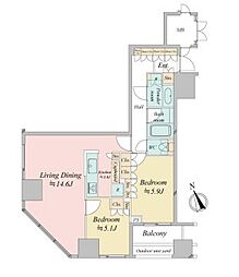 ウエストパークタワー池袋 2LDKの間取図画像