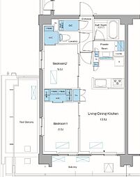 新宿区高田馬場3丁目マンション 2LDKの間取図画像