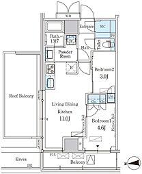 パークアクシス新宿西落合 2LDKの間取図画像