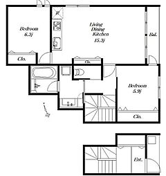 弁天町新築マンション 2LDKの間取図画像