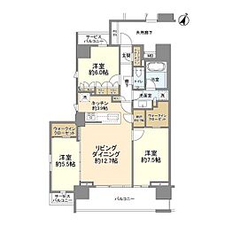 クレヴィア新宿若松町 3LDKの間取図画像