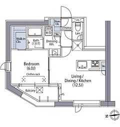 エルスタンザ文京湯島 1LDKの間取図画像