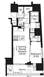 フレンシア四谷左門町 1LDKの間取図画像