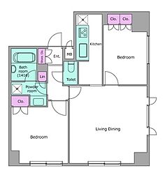 レジディア四谷三丁目 2LDKの間取図画像