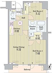プライムアーバン東中野コート 2LDKの間取図画像