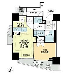 シティハウス四谷三丁目 1LDKの間取図画像