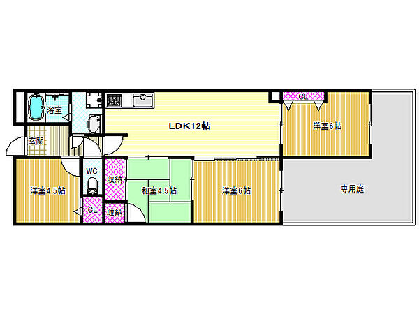 ユニーブル藤井寺 ｜大阪府藤井寺市西古室1丁目(賃貸マンション4LDK・1階・66.95㎡)の写真 その2