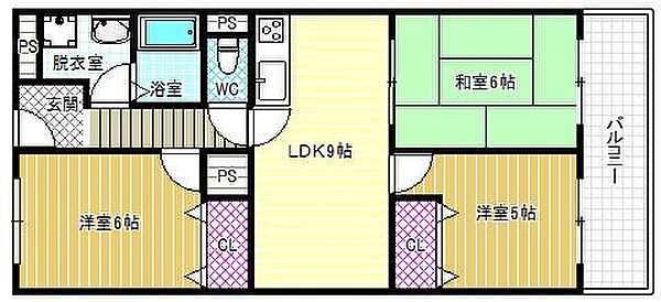 新栄プロパティー峰塚 ｜大阪府羽曳野市はびきの2丁目(賃貸マンション3LDK・5階・62.00㎡)の写真 その2