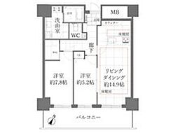 カテリーナ三田タワースイートウエストアーク 2LDKの間取図画像