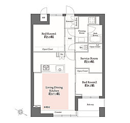 サンヴェール人形町グランデ 2SLDKの間取図画像