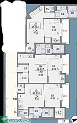 eclat谷保(エクラヤホ) 1LDKの間取図画像