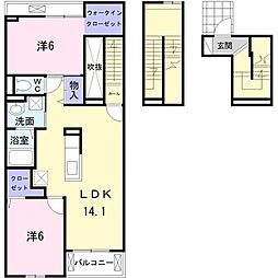 アイフラット日新2 2LDKの間取図画像