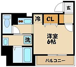 京王線 多磨霊園駅 徒歩2分の賃貸マンション 2階1Kの間取り