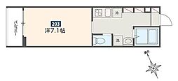 ＭＥＬＤＩＡ是政 2階1Kの間取り