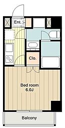 JR中央線 八王子駅 徒歩8分の賃貸マンション 6階1Kの間取り