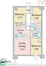 トラープランド蒼麗館 6階3LDKの間取り