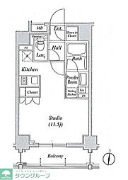 クリオコンフォート府中 2階ワンルームの間取り