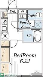 エクレール芦花公園 203 2階1Kの間取り