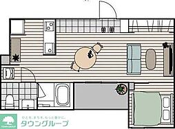 シーンプラス京王多摩川 2階1LDKの間取り