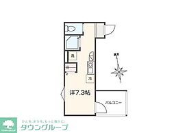 MELLAS矢川IV 104 1階ワンルームの間取り