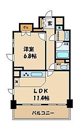 パーク・ノヴァ調布 1LDKの間取図画像