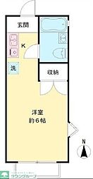 ヒルサイド・B ワンルームの間取図画像