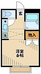レオパレスラフィネ 1Kの間取図画像