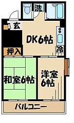 ウィズ府中レジデンス 2DKの間取図画像