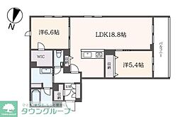 ホクレア分倍河原 2LDKの間取図画像