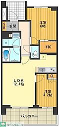 プライムメゾン武蔵野の杜 2LDKの間取図画像