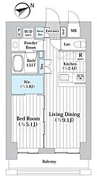 キングストンパレス立川 1LDKの間取図画像