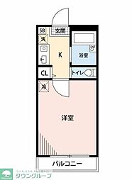 プレステージ立川 1Kの間取図画像