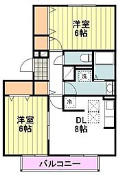 フレマリール国立 2DKの間取図画像