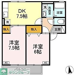 プライムガーデン 2DKの間取図画像