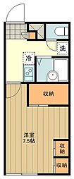 レオパレスおたか森 1Kの間取図画像