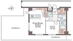 Wレジデンス多摩川 1LDKの間取図画像