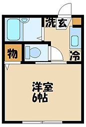 フラワー白糸台 1Kの間取図画像