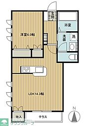 ホワイトベリー 1LDKの間取図画像