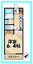 アザレ読売ランドD棟 1Kの間取図画像