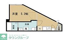 稲城市押立アパート 1Kの間取図画像