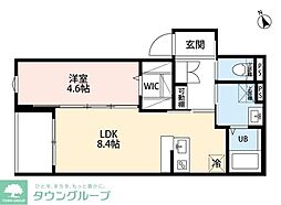 robot home 中河原II(ロボットホームナカガワラツー) 1LDKの間取図画像