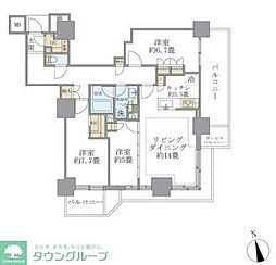 ブリリアタワー聖蹟桜ヶ丘ブルーミングレジデンス 3LDKの間取図画像