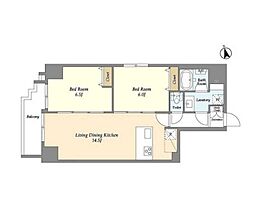 東京メトロ南北線 駒込駅 徒歩5分の賃貸マンション 7階2LDKの間取り