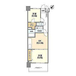 西武池袋線 江古田駅 徒歩3分の賃貸マンション 2階2DKの間取り