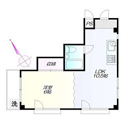 都営三田線 千石駅 徒歩2分の賃貸マンション 4階1LDKの間取り