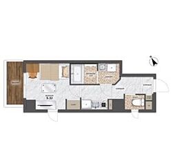 JR山手線 駒込駅 徒歩3分の賃貸マンション 7階1Kの間取り