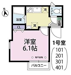 JR山手線 田端駅 徒歩21分の賃貸マンション 3階1Kの間取り
