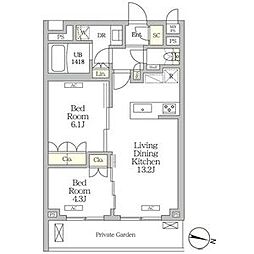 ミレーネ滝野川 2LDKの間取図画像